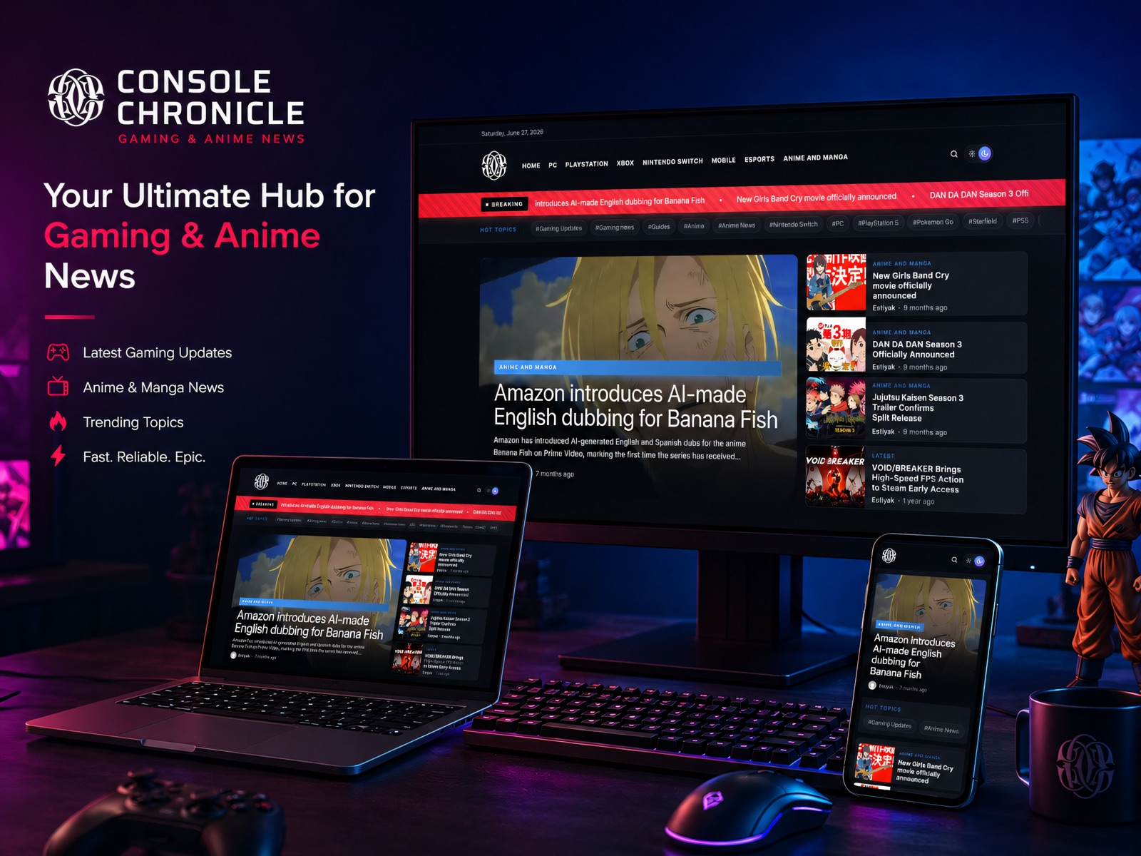 Gaming & anime news site — homepage